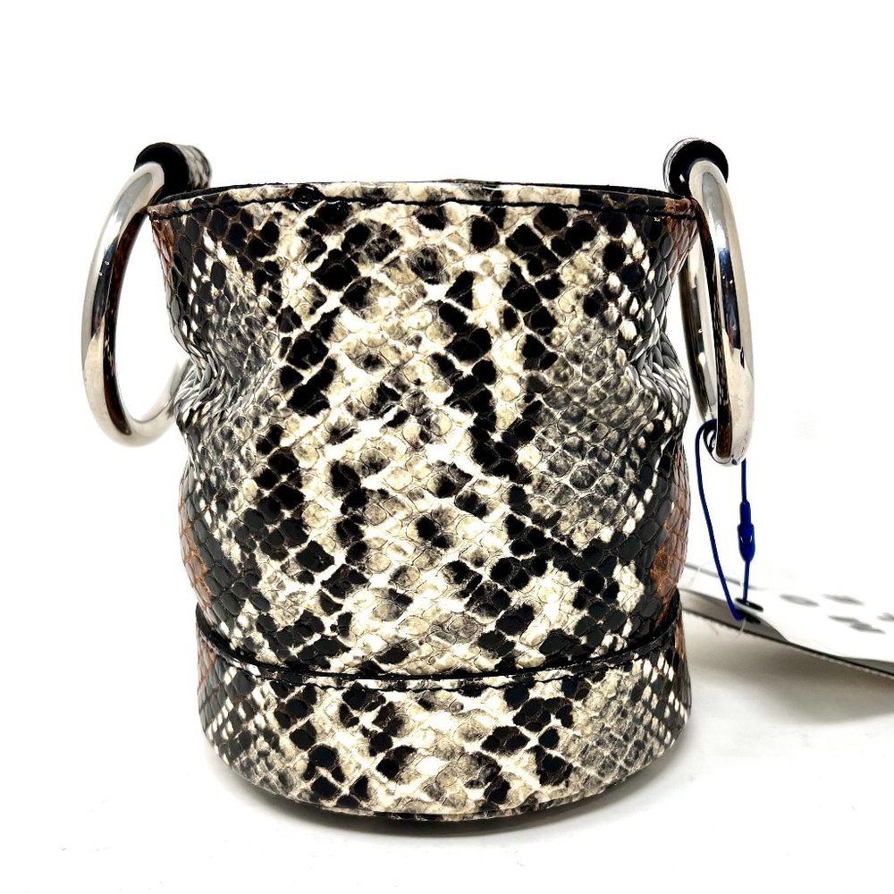 SIMON MILLER Bonsai 15 Bucket Top Handle Snakeskin Print Leather Women's Handbag